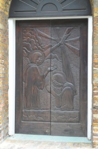 Beautiful Mahogany Church Doors Carved to Depict Christ's Baptism