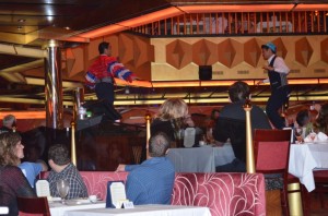 Waiters and Waitresses Danced Each Night at Dinner on our Carnival Glory Cruise ship