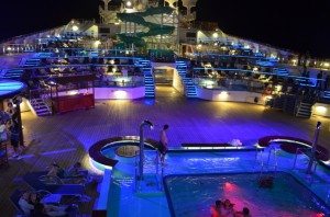 Quiet evening Lido deck on Carnival Glory Cruise Ship
