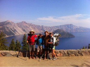Richland's Aaron Ellig (on left) and group at Crater Lake in Oregon.
