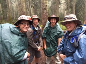 Robert, Sean, Carter and Richard, geared up for the drizzle