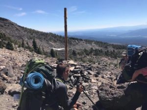 Josh and Alden on break during climb of Morrison Creek drainage on Mt. Adams