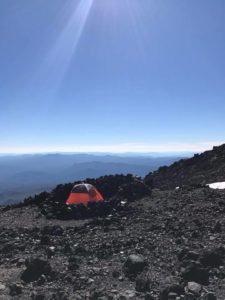 Tent at Lunch counter in rock ring at ~9200 feet on Mt. Adams
