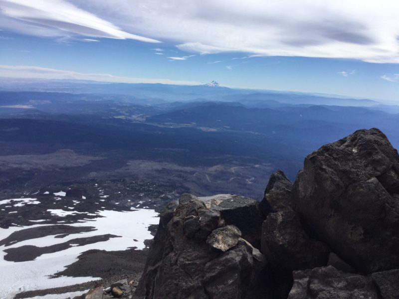 View of Mt. Hood from Piker's Peak with Lunch Counter below left