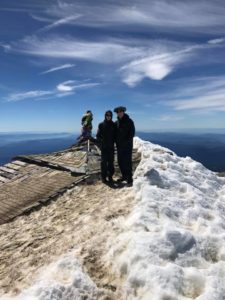 Waylon and Michael at shack on top of Mt. Adams